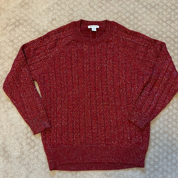 Athleta Sparkly Metallic Thread Red Crewneck Sweater size Medium - Picture 4 of 10
